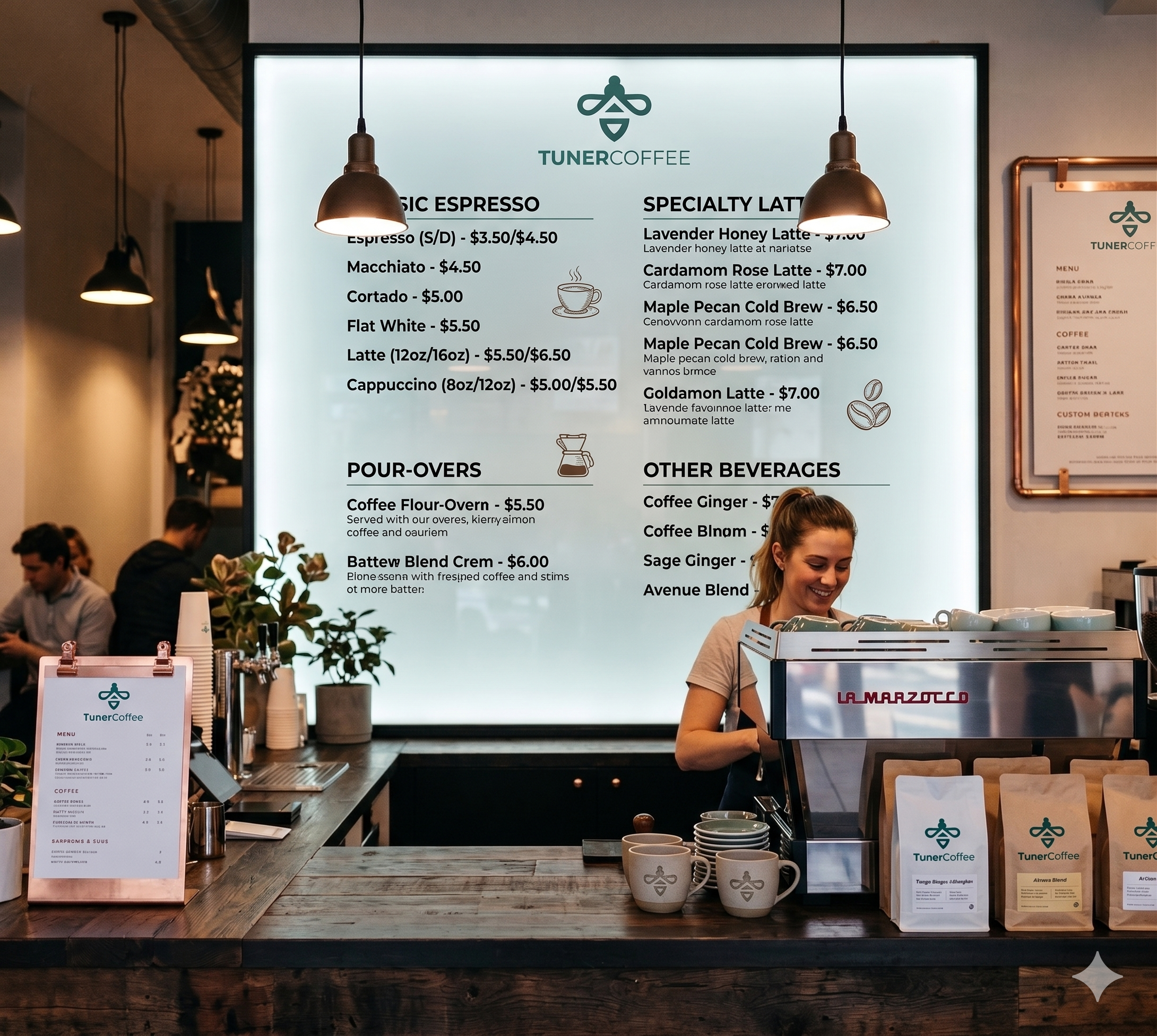TunerCoffee barista preparing drinks at the counter