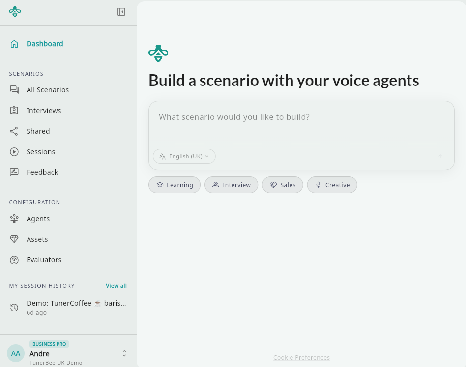 TunerBee platform: build a voice learning scenario